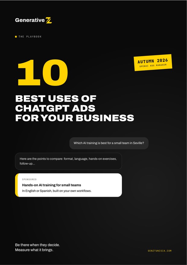 Cover of the Generative Z playbook: 10 best uses of ChatGPT Ads for your business, Autumn 2026